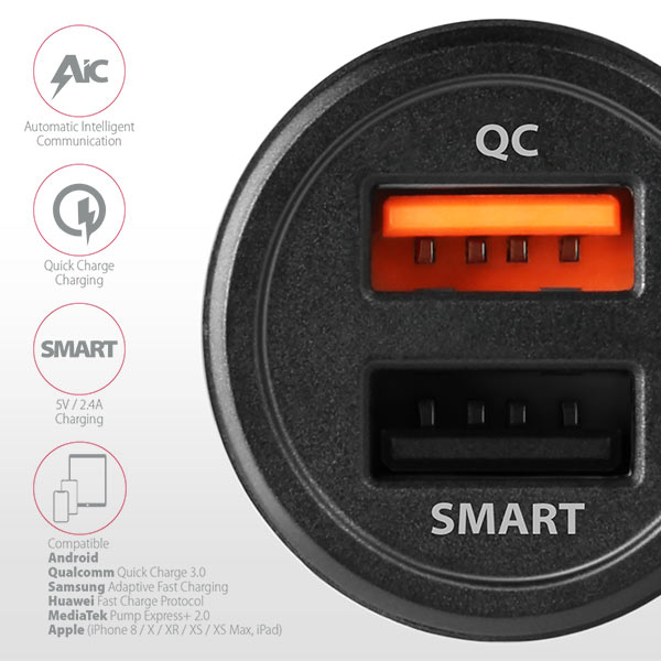 PWC-QC5 QC3.0 + 2.4A car charger
