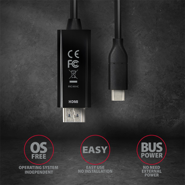 RVC-HI14C USB-C > HDMI kabel 1.8m, 4K/30Hz