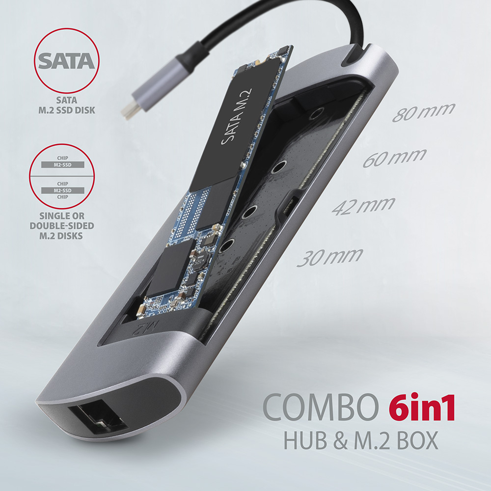 HMC-6M2 SuperSpeed USB-C COMBO 6in1 hub