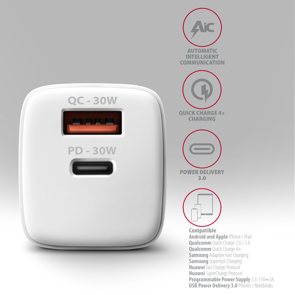 ACU-PQ30W PD & QC wall charger 30W