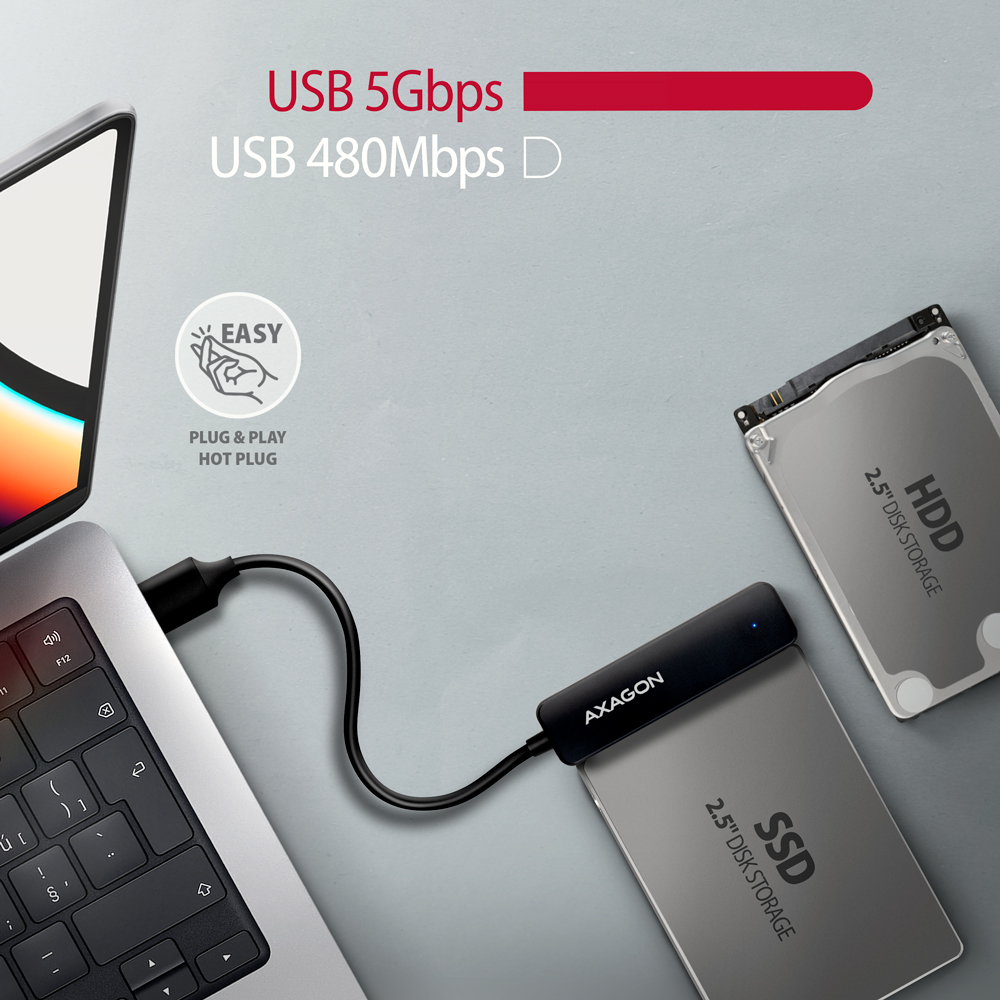 ADSA-FP2A USB-A 5Gbps SLIM adaptér pro 2.5" SSD/HDD